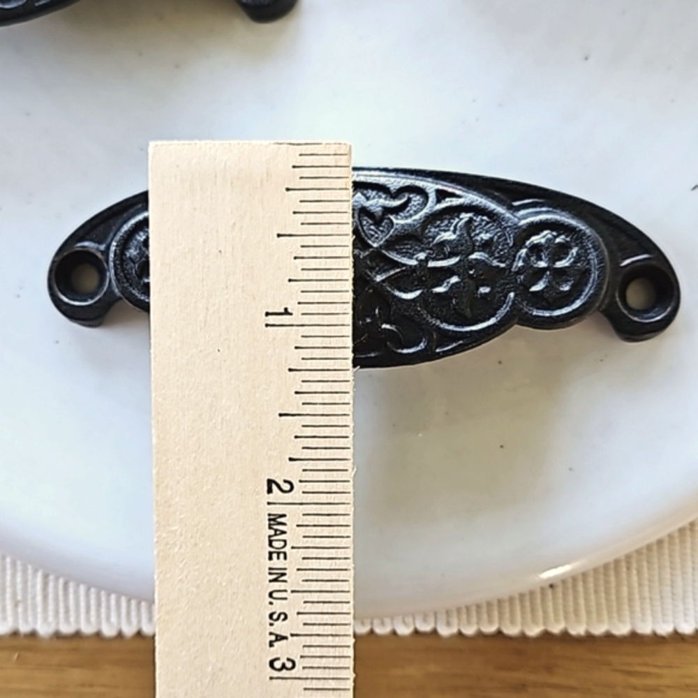 Antique Cast Iron Scroll Design Cabinet Drawer Pulls - Set of 4 - Picture 5 of 6
